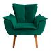 Kit 02 Poltronas Opala Veludo Verde Esmeralda Pés Palito Castanho - D'Rossi