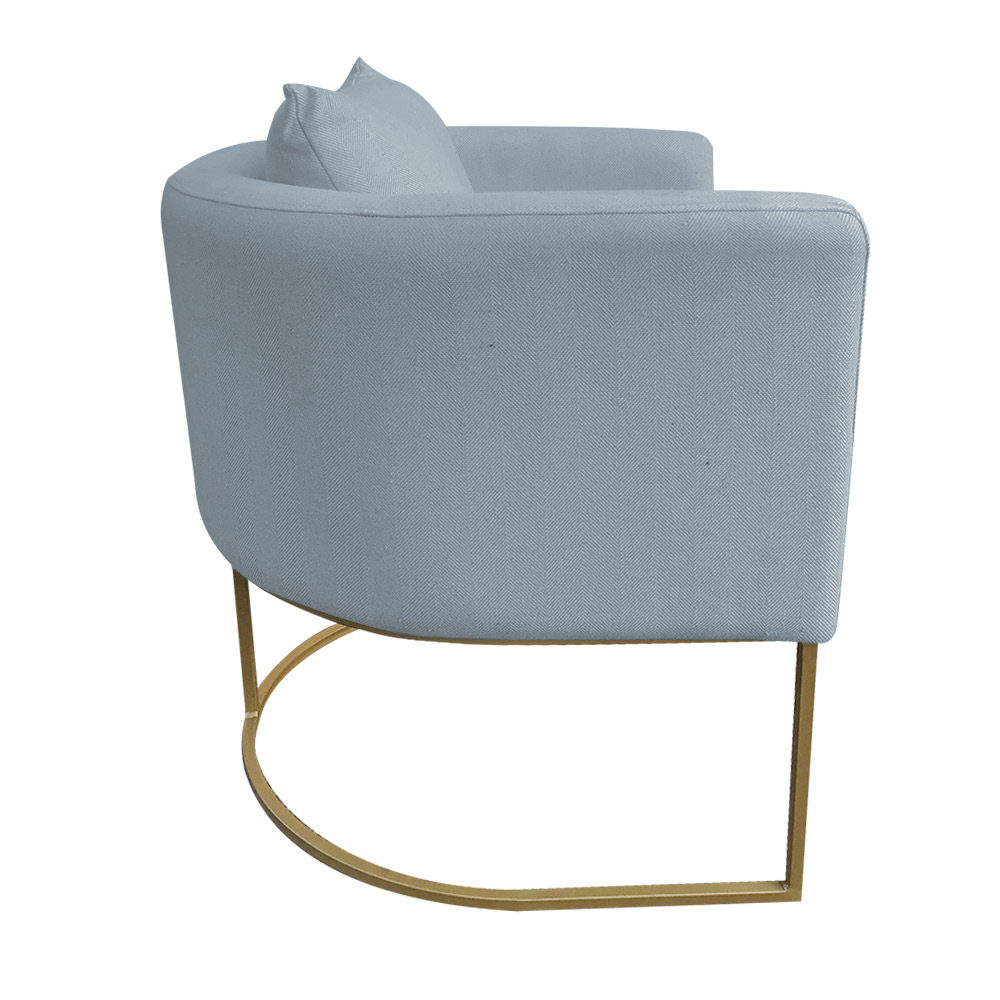 Kit 02 Poltronas Paola Linho Cinza Claro  A05 Base Metálica Dourado- D´Rossi