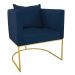 Kit 02 Poltronas Paola Suede Azul Marinho Base Metálica Dourado - D'Rossi