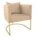 Kit 02 Poltronas Paola Suede Bege Base Metálica Dourado - D'Rossi