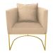 Kit 02 Poltronas Paola Suede Bege Base Metálica Dourado - D'Rossi
