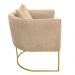 Kit 02 Poltronas Paola Suede Bege Base Metálica Dourado - D'Rossi