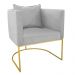 Kit 02 Poltronas Paola Suede Cinza Base Metálica Dourado - D'Rossi