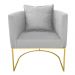 Kit 02 Poltronas Paola Suede Cinza Base Metálica Dourado - D'Rossi