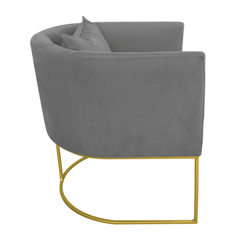 Kit 02 Poltronas Paola Suede Grafite Base Metálica Dourado - D'Rossi
