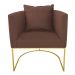 Kit 02 Poltronas Paola Suede Marrom Base Metálica Dourado - D'Rossi