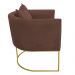 Kit 02 Poltronas Paola Suede Marrom Base Metálica Dourado - D'Rossi