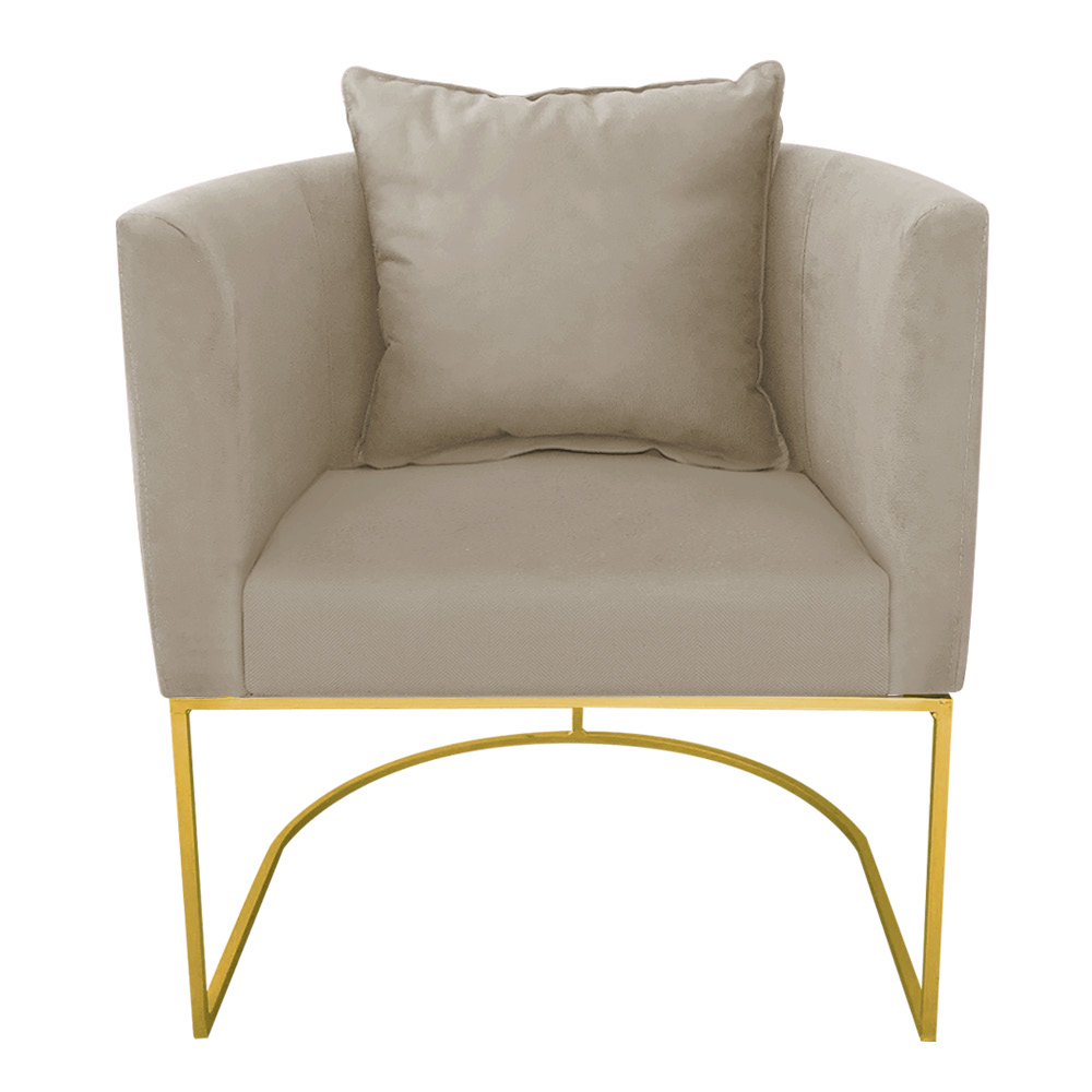 Kit 02 Poltronas Paola Suede Marrom Rato Base Metálica Dourado - D'Rossi