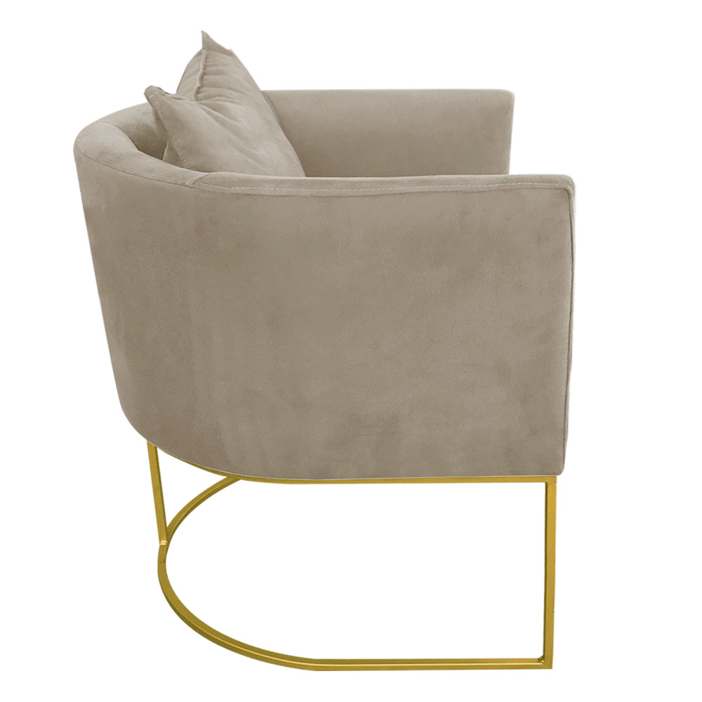 Kit 02 Poltronas Paola Suede Marrom Rato Base Metálica Dourado - D'Rossi
