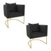 Kit 02 Poltronas Paola Suede Preto Base Metálica Dourado - D'Rossi