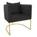 Kit 02 Poltronas Paola Suede Preto Base Metálica Dourado - D'Rossi