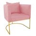 Kit 02 Poltronas Paola Suede Rosê Base Metálica Dourado - D'Rossi