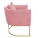 Kit 02 Poltronas Paola Suede Rosê Base Metálica Dourado - D'Rossi