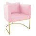 Kit 02 Poltronas Paola Suede Rosa Bebê Base Metálica Dourado - D'Rossi
