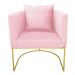 Kit 02 Poltronas Paola Suede Rosa Bebê Base Metálica Dourado - D'Rossi
