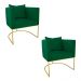 Kit 02 Poltronas Paola Suede Verde Base Metálica Dourado - D'Rossi