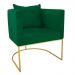 Kit 02 Poltronas Paola Suede Verde Base Metálica Dourado - D'Rossi