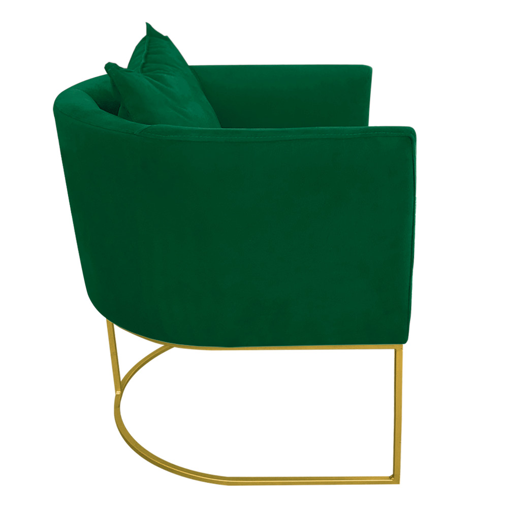 Kit 02 Poltronas Paola Suede Verde Base Metálica Dourado - D'Rossi