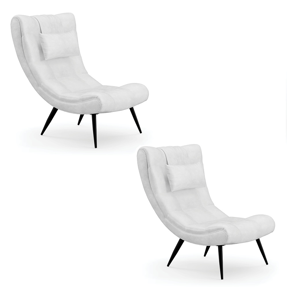 Kit 02 Poltronas Sher Corano Branco Pés Palito de Ferro - Indo Decorar