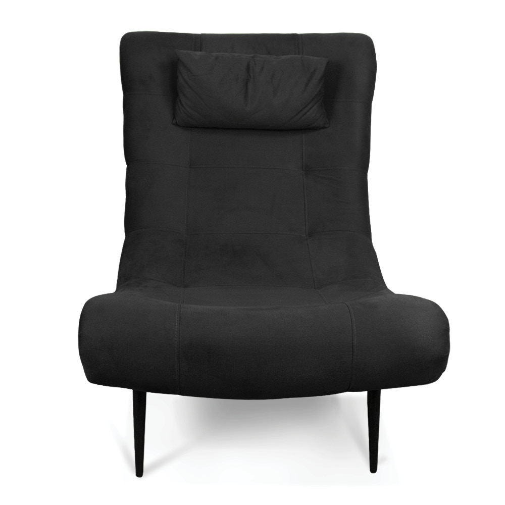 Kit 02 Poltronas Sher Suede Preto Pés Palito de Ferro - D'Rossi