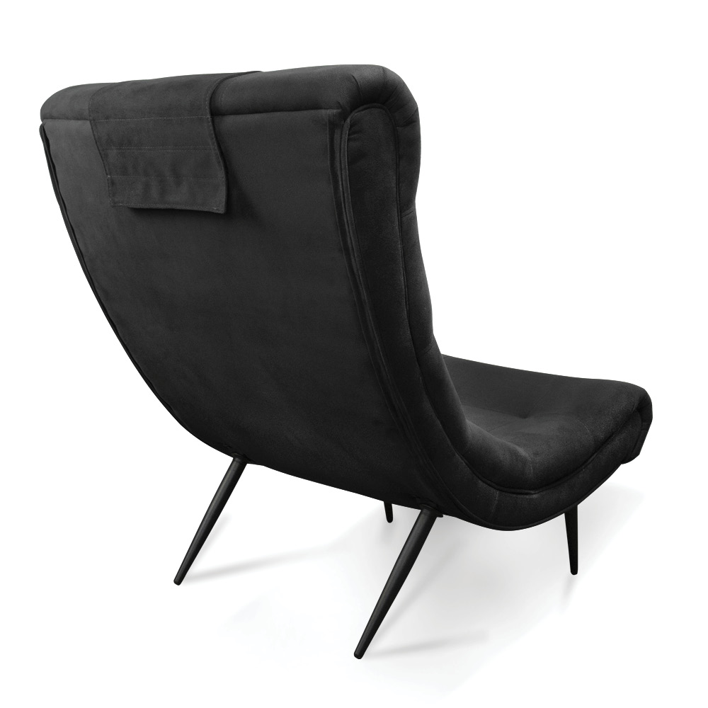 Kit 02 Poltronas Sher Suede Preto Pés Palito de Ferro - D'Rossi