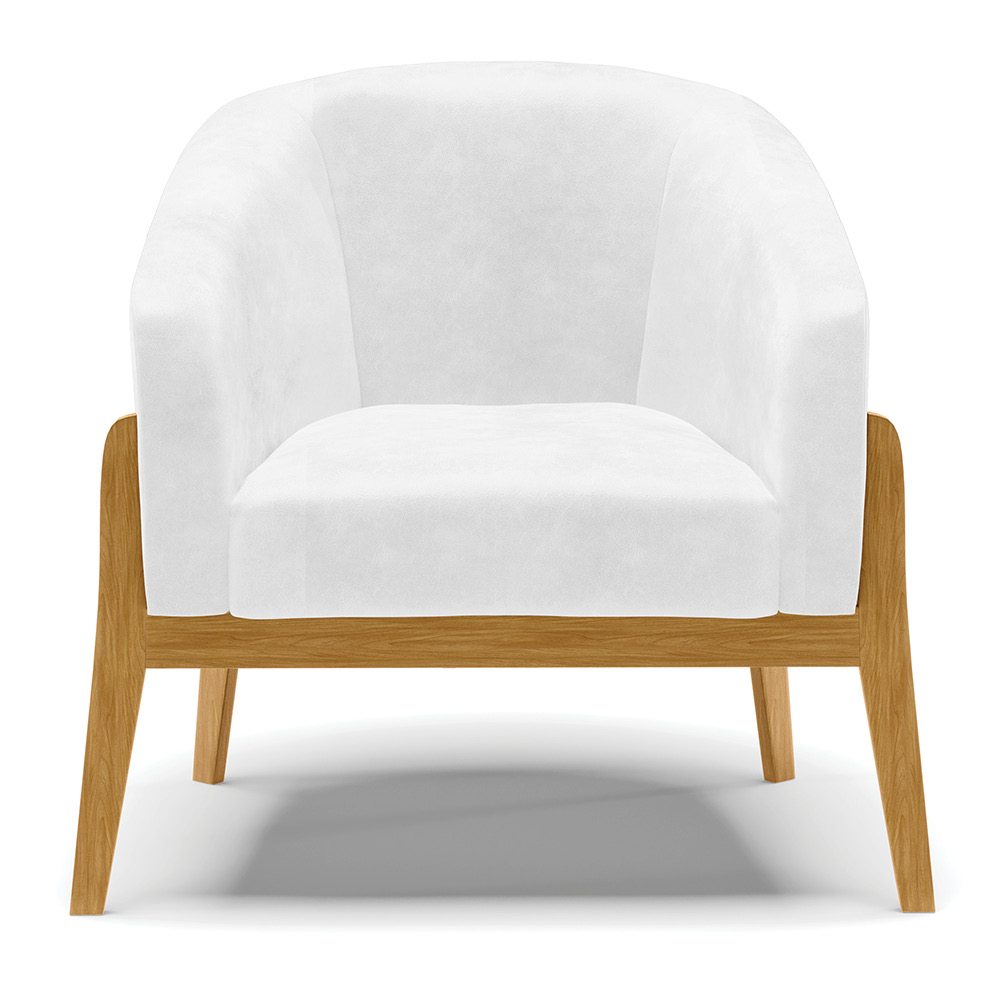 Kit 02 Poltronas Stella Corano Branco Base Madeira Castanho - D'Rossi