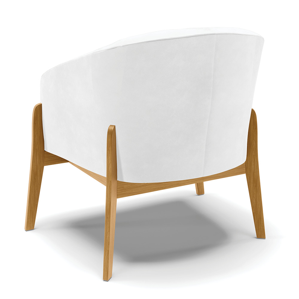 Kit 02 Poltronas Stella Corano Branco Base Madeira Castanho - D'Rossi