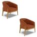 Kit 02 Poltronas Stella Corano Nozes Base Madeira Castanho - D'Rossi