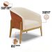 Kit 02 Poltronas Stella Corano Nozes com Linho Bege A19 Base Madeira Castanho - D'Rossi