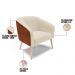 Kit 02 Poltronas Stella Corano Nozes com Linho Bege A19 Pés Palito Natural - D'Rossi