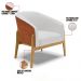 Kit 02 Poltronas Stella Corano Nozes com Linho Cinza A05 Base Madeira Castanho - D'Rossi