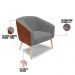 Kit 02 Poltronas Stella Corano Nozes com Linho Cinza A26 Pés Palito Natural - D'Rossi
