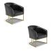 Kit 02 Poltronas Stella Corano Preto Base Metálica Industrial Dourado - D'Rossi