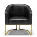 Kit 02 Poltronas Stella Corano Preto Base Metálica Industrial Dourado - D'Rossi