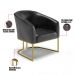 Kit 02 Poltronas Stella Corano Preto Base Metálica Industrial Dourado - D'Rossi