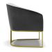 Kit 02 Poltronas Stella Corano Preto com Linho Cinza A05 Base Metálica Industrial Dourado - D'Rossi