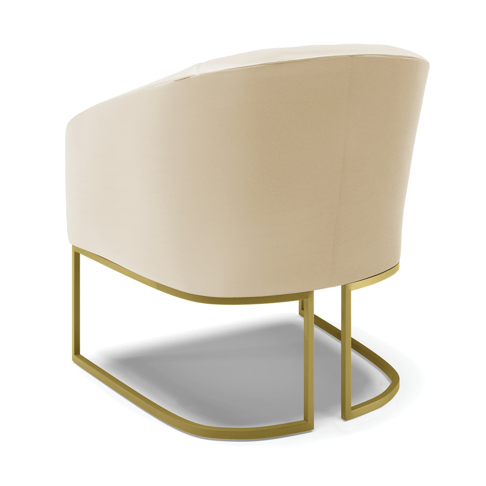 Kit 02 Poltronas Stella Corino Base Metálica Industrial Dourado - D'Rossi