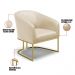 Kit 02 Poltronas Stella Corino Base Metálica Industrial Dourado - D'Rossi