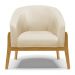 Kit 02 Poltronas Stella Corino Bege Base Madeira Castanho - D'Rossi