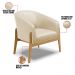 Kit 02 Poltronas Stella Corino Bege Base Madeira Castanho - D'Rossi