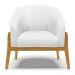 Kit 02 Poltronas Stella Corino Branco Base Madeira Castanho - D'Rossi