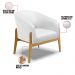 Kit 02 Poltronas Stella Corino Branco Base Madeira Castanho - D'Rossi
