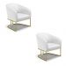Kit 02 Poltronas Stella Corino Branco Base Metálica Industrial Dourado - D'Rossi