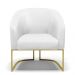 Kit 02 Poltronas Stella Corino Branco Base Metálica Industrial Dourado - D'Rossi