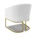 Kit 02 Poltronas Stella Corino Branco Base Metálica Industrial Dourado - D'Rossi