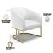 Kit 02 Poltronas Stella Corino Branco Base Metálica Industrial Dourado - D'Rossi