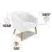 Kit 02 Poltronas Stella Corino Branco Pés Palito Castanho - D'Rossi