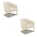 Kit 02 Poltronas Stella Linho Base Metálica Industrial Dourado - D'Rossi