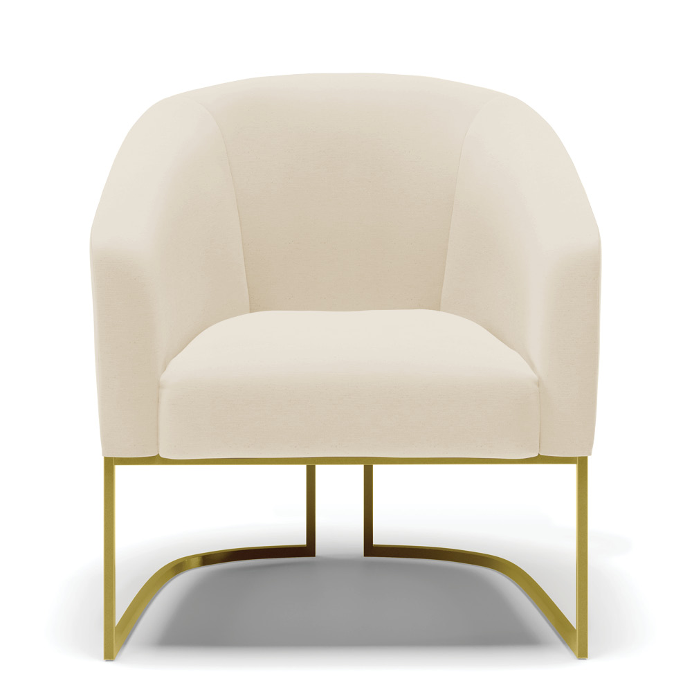 Kit 02 Poltronas Stella Linho Base Metálica Industrial Dourado - D'Rossi