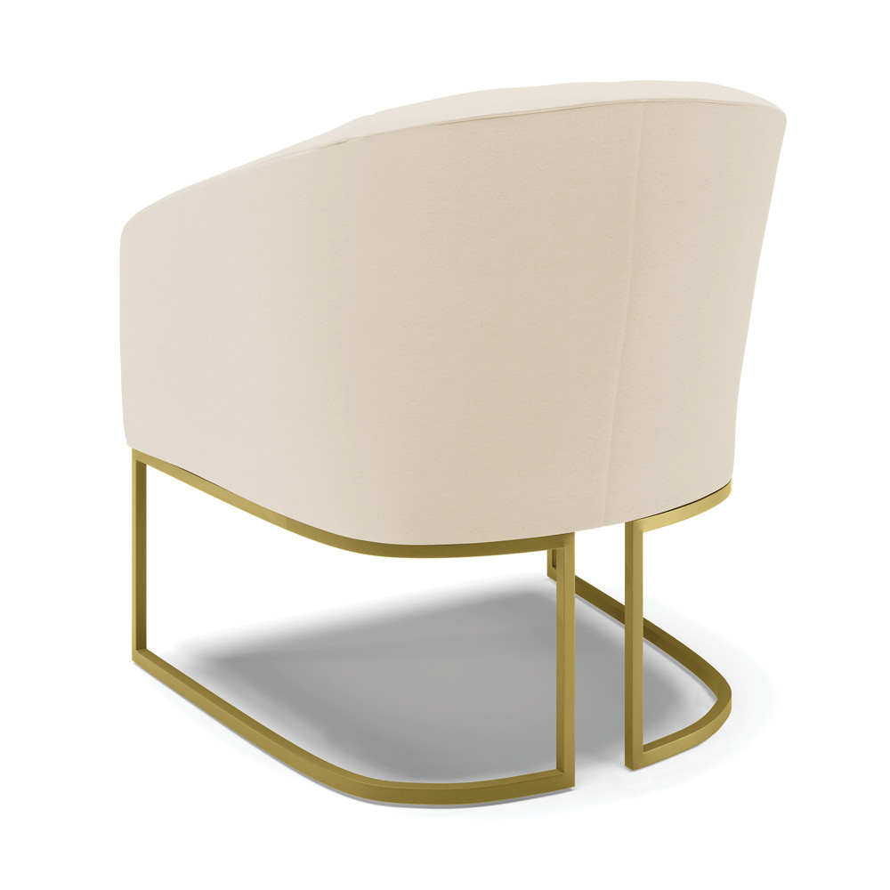 Kit 02 Poltronas Stella Linho Base Metálica Industrial Dourado - D'Rossi